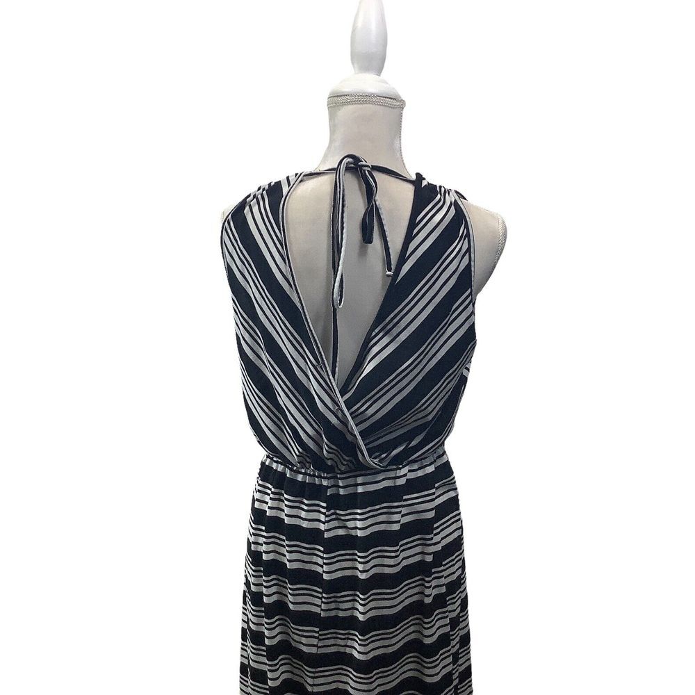 Liberty Love‎  Womens Maxi Long Black White Dress Stripe Size XL Stretch - Picture 5 of 7